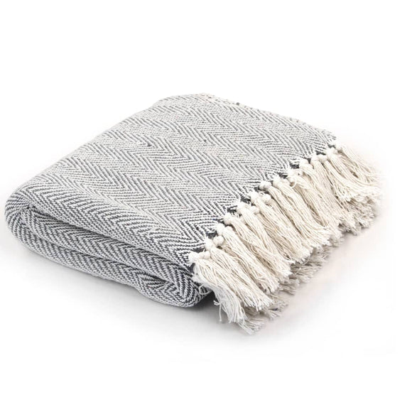 NNEVL Throw Cotton Herringbone 160x210 cm Grey