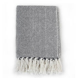 NNEVL Throw Cotton Herringbone 160x210 cm Navy Blue