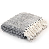 NNEVL Throw Cotton Herringbone 220x250 cm Navy Blue