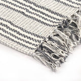 NNEVL Throw Cotton Stripes 125x150 cm Grey and White
