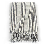 NNEVL Throw Cotton Stripes 160x210 cm Grey and White