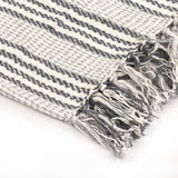 NNEVL Throw Cotton Stripes 160x210 cm Grey and White