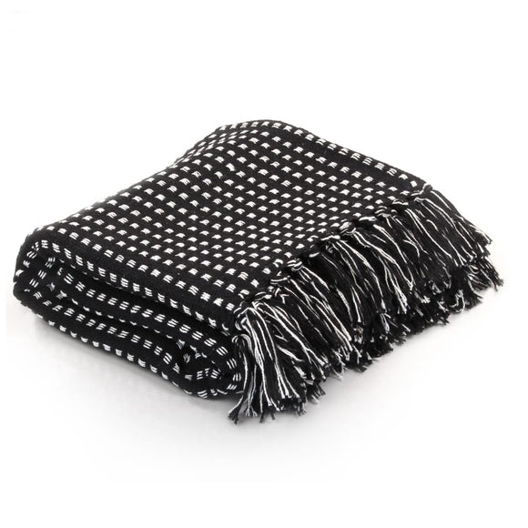NNEVL Throw Cotton Squares 125x150 cm Black