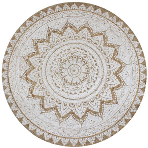 NNEVL Area Rug Braided Jute Printed 90 cm Round