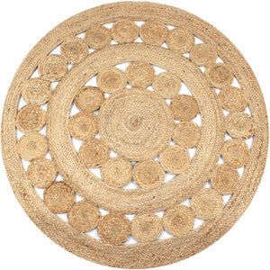 NNEVL Area Rug Braided Design Jute 120 cm Round