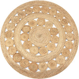 NNEVL Area Rug Braided Design Jute 120 cm Round