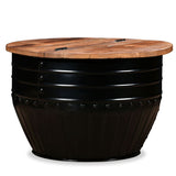 NNEVL Coffee Table Solid Reclaimed Wood Black Barrel Shape