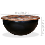 NNEVL Coffee Table Solid Reclaimed Wood Black Bowl Shape