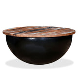 NNEVL Coffee Table Solid Reclaimed Wood Black Bowl Shape