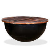 NNEVL Coffee Table Solid Reclaimed Wood Black Bowl Shape