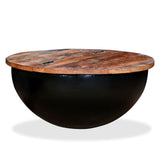 NNEVL Coffee Table Solid Reclaimed Wood Black Bowl Shape