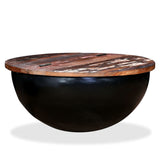 NNEVL Coffee Table Solid Reclaimed Wood Black Bowl Shape