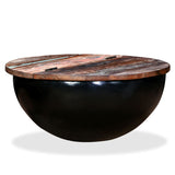NNEVL Coffee Table Solid Reclaimed Wood Black Bowl Shape