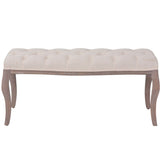 NNEVL Bench Linen Solid Wood 110x38x48 cm Cream White