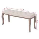 NNEVL Bench Linen Solid Wood 110x38x48 cm Cream White