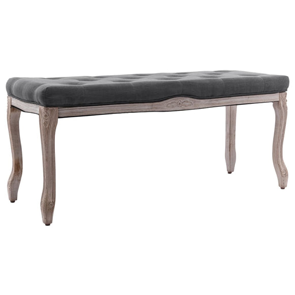 NNEVL Bench Linen Solid Wood 110x38x48 cm Dark Grey