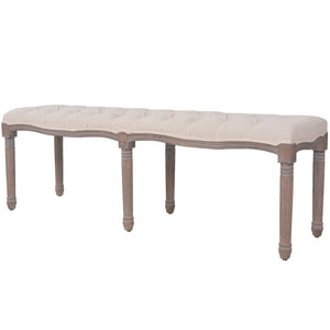 NNEVL Bench Linen Solid Wood 150x40x48 cm Cream White