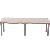 NNEVL Bench Linen Solid Wood 150x40x48 cm Cream White