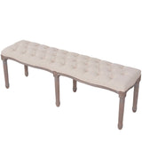 NNEVL Bench Linen Solid Wood 150x40x48 cm Cream White