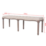 NNEVL Bench Linen Solid Wood 150x40x48 cm Cream White