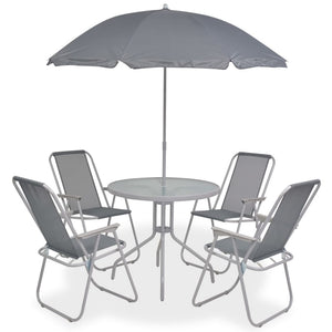 NNEVL 6 Piece Outdoor Dining Set Steel and Textilene Grey