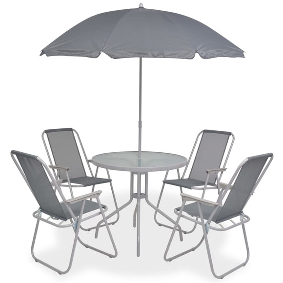 NNEVL 6 Piece Outdoor Dining Set Steel and Textilene Grey