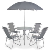 NNEVL 6 Piece Outdoor Dining Set Steel and Textilene Grey