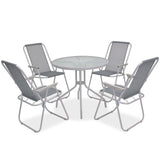 NNEVL 6 Piece Outdoor Dining Set Steel and Textilene Grey