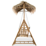 NNEVL 2-Seater Swing Bench with Palm Leaves Bamboo 202 cm