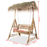 NNEVL 2-Seater Swing Bench with Palm Leaves Bamboo 202 cm