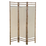 NNEVL Folding 3-Panel Room Divider Bamboo and Canvas 120 cm