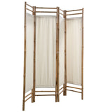 NNEVL Folding 4-Panel Room Divider Bamboo and Canvas 160 cm