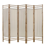 NNEVL Folding 5-Panel Room Divider Bamboo and Canvas 200 cm