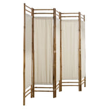 NNEVL Folding 5-Panel Room Divider Bamboo and Canvas 200 cm