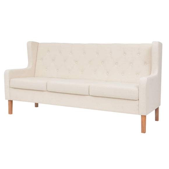 NNEVL 3-Seater Sofa Fabric Cream White