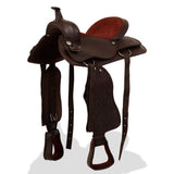 NNEVL Western Saddle, Headstall&Breast Collar Real Leather 15" Brown