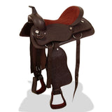 NNEVL Western Saddle, Headstall&Breast Collar Real Leather 15" Brown