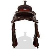 NNEVL Western Saddle, Headstall&Breast Collar Real Leather 15" Brown