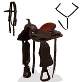 NNEVL Western Saddle, Headstall&Breast Collar Real Leather 17" Brown