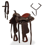 NNEVL Western Saddle, Headstall&Breast Collar Real Leather 12" Brown