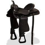 NNEVL Western Saddle, Headstall&Breast Collar Real Leather 15" Black