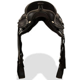 NNEVL Western Saddle, Headstall&Breast Collar Real Leather 15" Black