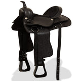 NNEVL Western Saddle, Headstall&Breast Collar Real Leather 17" Black