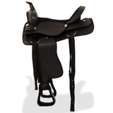 NNEVL Western Saddle, Headstall&Breast Collar Real Leather 17" Black