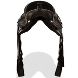 NNEVL Western Saddle, Headstall&Breast Collar Real Leather 17" Black