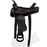 NNEVL Western Saddle, Headstall&Breast Collar Real Leather 12" Black