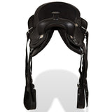 NNEVL Western Saddle, Headstall&Breast Collar Real Leather 12" Black