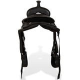 NNEVL Western Saddle, Headstall&Breast Collar Real Leather 12" Black