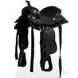NNEVL Western Saddle, Headstall&Breast Collar Real Leather 13" Black