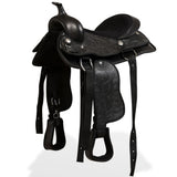 NNEVL Western Saddle, Headstall&Breast Collar Real Leather 13" Black